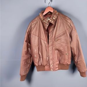 Vintage Sz 42 Genuine BURGUNDY Leather Bomber Jacket Saddlery